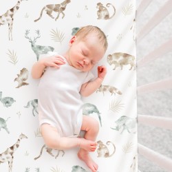 Stretchy Ultra Soft Jersey Knit Fitted Pack n Play Sheets Set 2 Pack, Portable/Mini Crib Sheets for Boys and Girls, Stylish Playard Sheets Fitted Safe and Snug