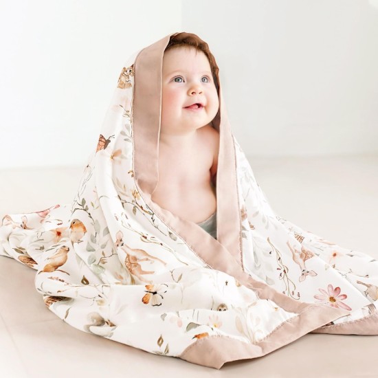 GRSSDER Muslin Cotton Quilt Blanket - Silky Soft and Breathable Baby Blanket Quilt, Oversized Muslin Blankets for Newborns, Toddlers & Kids, 6 Layers Reversible Design for All Seasons