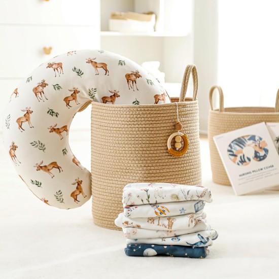 GRSSDER Reversible Nursing Pillow Cover, Ultra Soft Stretchy Minky Removable Nursing Covers Fitted for Breastfeeding Pillows Snug and Safe