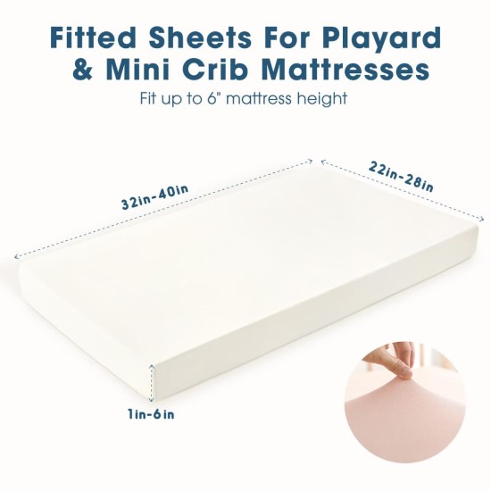 GRSSDER Mini Crib Sheets Fitted, Pack and Play Sheets 3 Pack, Ultra Soft Stretchy Pack N Play Sheets, Universal Fit for Playard Mattress, Jersey Crib Sheets Neutral for Boys and Girls