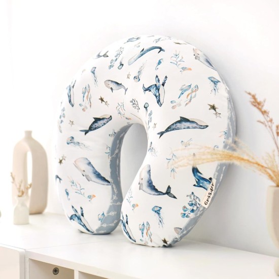 GRSSDER Reversible Nursing Pillow Cover, Ultra Soft Stretchy Minky Removable Nursing Covers Fitted for Breastfeeding Pillows Snug and Safe