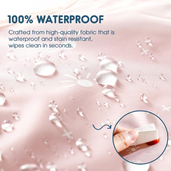 GRSSDER 3-pack Mess Proof Baby Feeding Bibs with Food Catcher Pocket, Soft Lightweight Waterproof Fabric Material with Zero Plastic-like Feel, Adjustable and Easy Clean Toddler Bibs for 6-36 Months