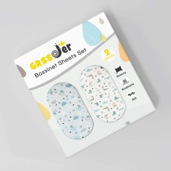 GRSSDER Stretchy Ultra Soft Fitted Bassinet Sheet Set 2 Pack, Universal Fit for Bassinets Baby Cradle Moses Basket Oval Rectangle Pad/Mattress