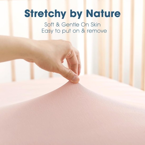 GRSSDER Stretch Ultra Soft Jersey Knit Fitted Crib Sheets Set 2 Pack, Universal Fitted Most Crib Mattress Pads Safe and Snug, Breathable Crib Fitted Sheet for Baby