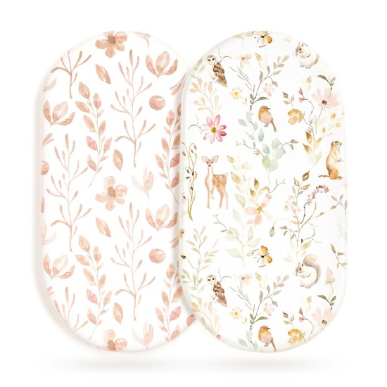 Stretchy Ultra Soft Fitted Bassinet Sheet Set 2 Pack, Universal Fit for Bassinets Baby Cradle Moses Basket Oval Rectangle Mattress Safe and Snug