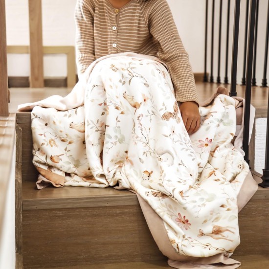 GRSSDER Muslin Cotton Quilt Blanket - Silky Soft and Breathable Baby Blanket Quilt, Oversized Muslin Blankets for Newborns, Toddlers & Kids, 6 Layers Reversible Design for All Seasons