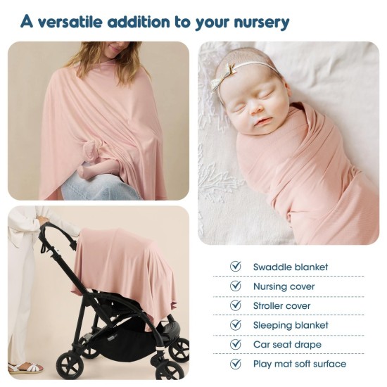 GRSSDER 2 Pack Newborn Swaddle Blanket, Ultra Soft Stretchy Jersey Knit Extra Large Size 33 x 44 Receiving Blankets for Easy Swaddling Baby Snug and Cozy