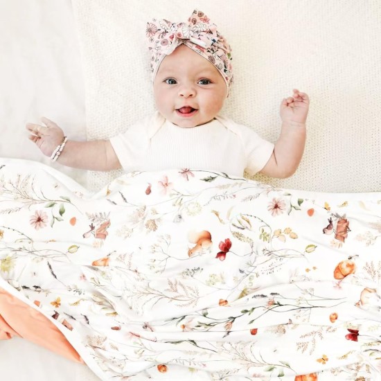 GRSSDER Baby Swaddle Blanket 2 Pack, Super Soft Jersey Knit Quilt Blankets for Baby Girls, Reversible Double Layer Receiving Blankets 34 x 44 Extra Large for Swaddling,