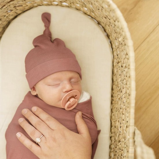 GRSSDER Newborn Swaddle Blanket, Ultra Soft Jersey Receiving Blanket with Matching Headband and Beanie Set , Stretchy Baby Neutral Swaddle Wrap for Girls and Boys