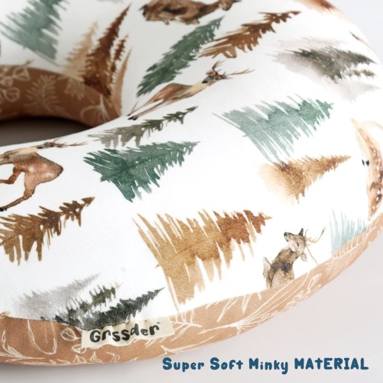 GRSSDER Nursing Pillow Cover Stretchy Minky Removable Nursing Covers for Breastfeeding Pillows, Ultra Soft Comfortable Slipcover for Boy and Girls