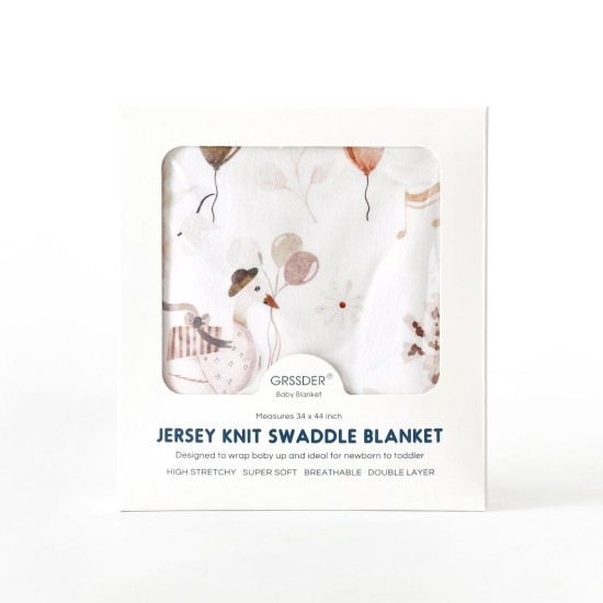 GRSSDER Baby Blankets Super Soft Jersey Knit Swaddle Blanket for Baby Girls and Boys, Double Layer Receiving Blankets 34 x 44 Inches Extra Large for Baby Show Gift, Cute Duck