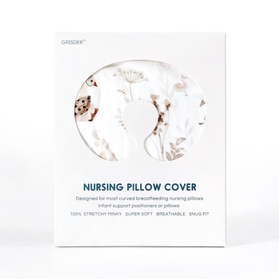 GRSSDER Nursing Pillow Cover Stretchy Minky Removable Nursing Covers for Breastfeeding Pillows, Ultra Soft Comfortable Slipcover for Boy and Girls