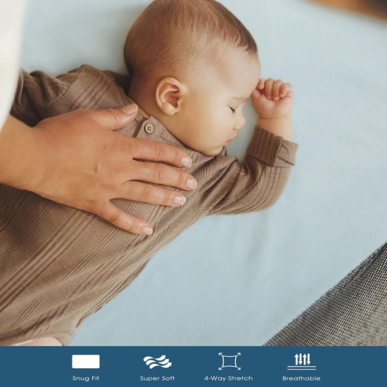 GRSSDER Mini Crib Sheets Fitted, Pack and Play Sheets 2 Pack, Ultra Soft Stretchy Pack N Play Sheets, Universal Fit for Playard Mattress, Jersey Crib Sheets Neutral for Boys and Girls