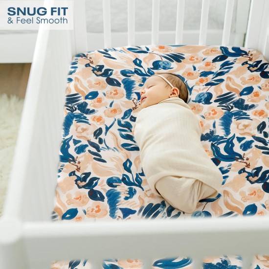 GRSSDER Stretchy Ultra Soft Jersey Knit Fitted Pack n Play Sheets Set 2 Pack, Portable/Mini Crib Mattresses for Boys and Girls, Universal Fit for Pack N Plays Pads Safe and Snug