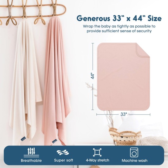 GRSSDER 2 Pack Newborn Swaddle Blanket, Ultra Soft Stretchy Jersey Knit Extra Large Size 33 x 44 Receiving Blankets for Easy Swaddling Baby Snug and Cozy