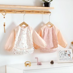 GRSSDER 2 Pack Long Sleeve Baby Feeding Bibs, Soft Waterproof Coverall Baby Led Weaning Bib with Large Food Catcher Pocket