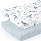 GRSSDER Stretchy Ultra Soft Jersey Knit Fitted Pack n Play Sheets Set 2 Pack, Portable/Mini Crib Mattresses for Boys and Girls, Universal Fit for Pack N Plays Pads Safe and Snug