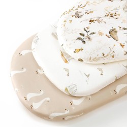 GRSSDER Stretchy Ultra Soft Fitted Bassinet Sheets 3 Pack, Universal Fitted for Oval Rectangle Bassinet Mattresses Safe and Snug, Stylish Bassinet Sheet Gender-Neutral Print for Baby