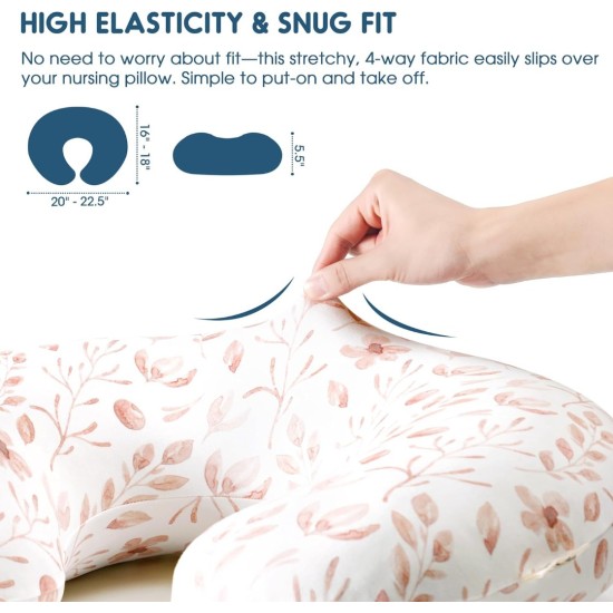 GRSSDER 2 Pack Nursing Pillow Covers for Girls, Ultra Soft Stretchy Minky Easy Removable and Universal Fit for Breastfeeding Pillows Snug and Cozy Comfort, Perfect