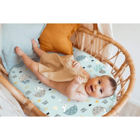 GRSSDER Stretchy Ultra Soft Fitted Bassinet Sheet Set 2 Pack, Universal Fit for Bassinets Baby Cradle Moses Basket Oval Rectangle Pad/Mattress