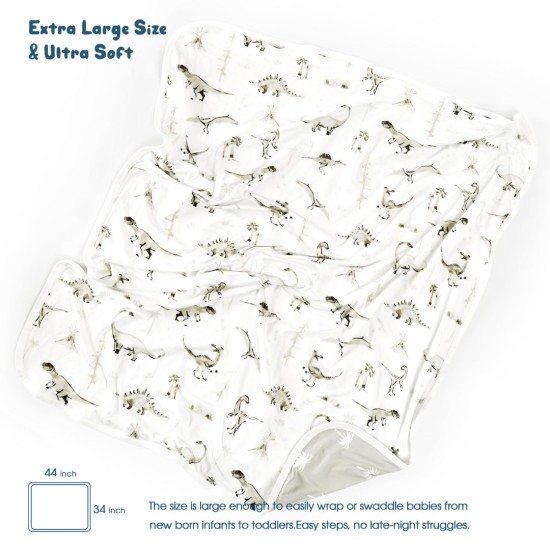 GRSSDER Baby Blankets Super Soft Stretchy Jersey Knit Swaddle Blanket for Baby Girls and Boys, Double Layer Reversible Receiving Blankets 34 x 44, Extra Large for Swaddling