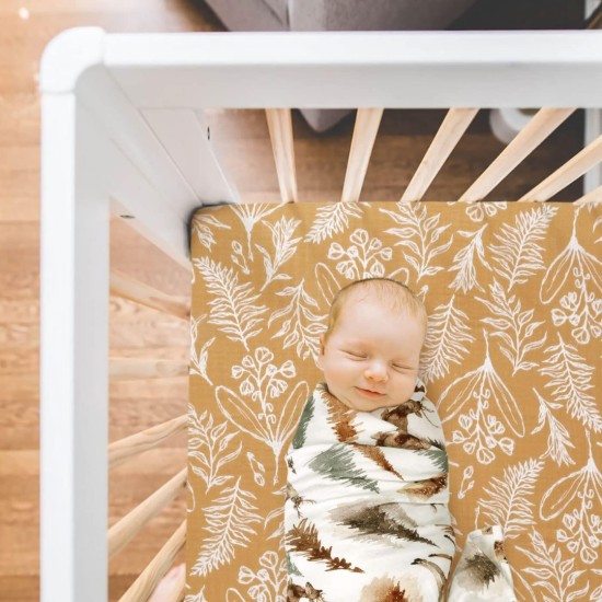 GRSSDER Soft Muslin Crib Sheet 2 Pack, 100% Cotton Crib Sheets for Boys and Girls, Fit Standard Crib Mattresses 52" x 28" Safe and Snug