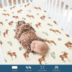 GRSSDER Stretch Ultra Soft Jersey Knit Fitted Crib Sheets Set 2 Pack, Universal Fit All Standard Crib Mattress Pads Safe and Snug, Crib Fitted Sheet with Deep Pocket