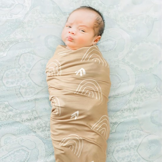 GRSSDER Baby Blankets Super Soft Stretchy Jersey Swaddle Blanket 2 Pack for Baby Boys, Double Layer Reversible Receiving Blankets 34 x 44, Extra Large for Swaddling, Deer & Bear