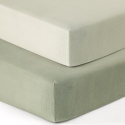 GRSSDER Jersey Crib Sheets for Boys and Girls, Stretchy Ultra Soft Crib Fitted Sheets Set 2 Pack, Universal Fit All Standard Crib Mattress Pads Safe and Snug