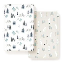 Stretch Ultra Soft Jersey Knit Fitted Pack and Play Sheets Set 2 Pack, Fit Portable/Mini Cribs Sheets, Playpen Mattress Pads Safe and Snug, Cute Stylish Playard Sheets Wild Forest Print for Baby