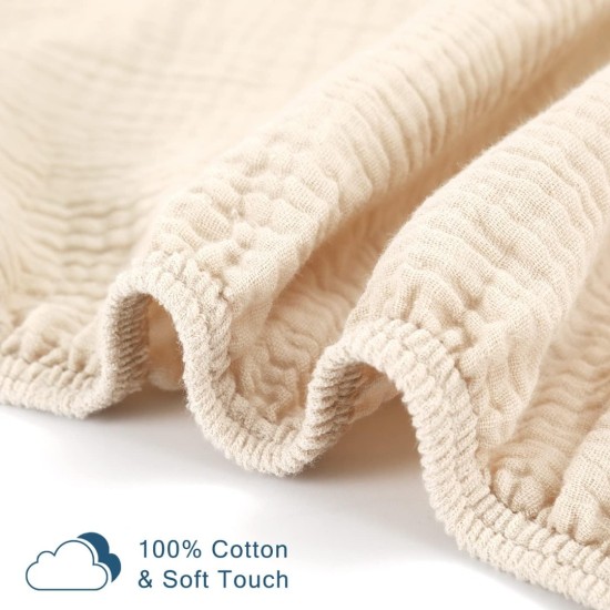 GRSSDER Soft Muslin Crib Sheet 2 Pack, 100% Cotton Crib Sheets for Boys and Girls, Fit Standard Crib Mattresses 52" x 28" Safe and Snug