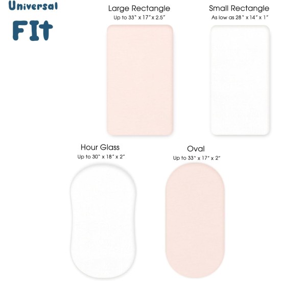 GRSSDER Stretchy Ultra Soft Fitted Bassinet Sheet 2 Pack, Universal Fit for Bassinets Baby Cradle Moses Basket Oval Rectangle Mattress Safe and Snug, Jersey Bassinet Sheets for Girls