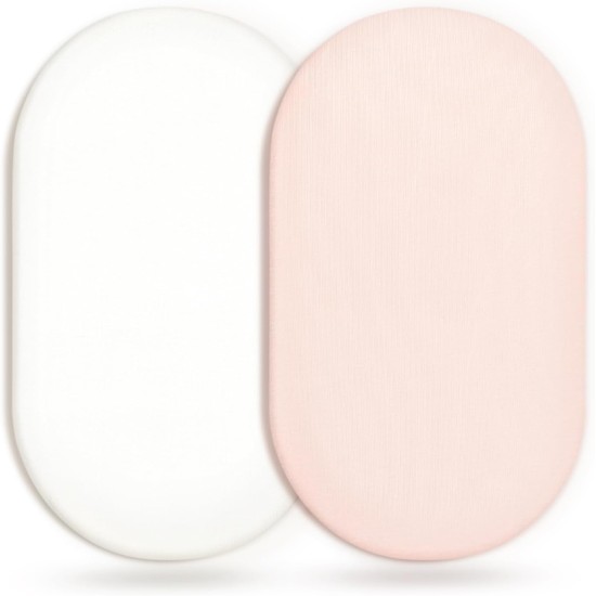 GRSSDER Stretchy Ultra Soft Fitted Bassinet Sheet 2 Pack, Universal Fit for Bassinets Baby Cradle Moses Basket Oval Rectangle Mattress Safe and Snug, Jersey Bassinet Sheets for Girls