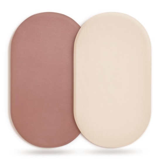 GRSSDER Stretchy Ultra Soft Fitted Bassinet Sheet Set 2 Pack, Universal Fit for Bassinets Baby Cradle Moses Basket Oval Rectangle Mattress Safe and Snug