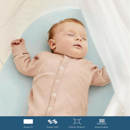 GRSSDER Stretchy Ultra Soft Fitted Bassinet Sheet Set 3 Pack, Universal Fit for Bassinets Baby Cradle Moses Basket Oval Rectangle Mattress Safe and Snug