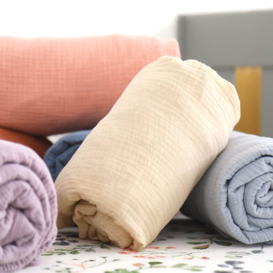 GRSSDER Soft Muslin Crib Sheet 1 Pack, 100% Cotton Crib Sheets with Deep Pocket for Boys and Girls, Fit Standard Crib Mattresses 52" x 28" Safe and Snug