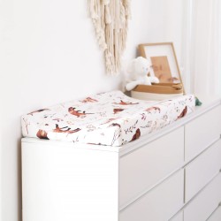 GRSSDER Stretch Ultra Soft Jersey Knit Changing Pad Cover Set 2 Pack, Change Table Pad Covers Fit 32"/34" x 16" Pads Safe and Snug, Cute Diaper Change Table Sheets for Girls, Fox Pattern for Baby