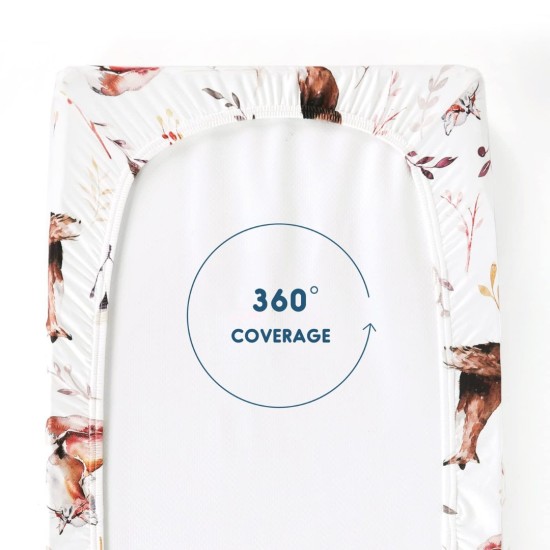 GRSSDER Stretch Ultra Soft Jersey Knit Changing Pad Cover Set 2 Pack, Change Table Pad Covers Fit 32"/34" x 16" Pads Safe and Snug, Cute Diaper Change Table Sheets for Girls, Fox Pattern for Baby