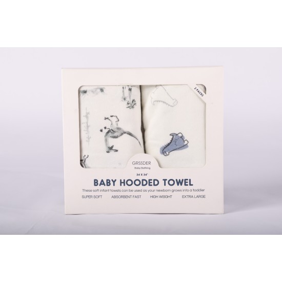 Baby Hooded Towel 2 Pack for Newborn, Super Soft Bath Towels with Original Designs, Ultra Absorbent Knit Terry, Large Toddler Towels with Hood for Boys Girls, Shower Gifts for Infant,34"x 34"