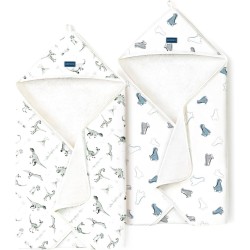 Baby Hooded Towel 2 Pack for Newborn, Super Soft Bath Towels with Original Designs, Ultra Absorbent Knit Terry, Large Toddler Towels with Hood for Boys Girls, Shower Gifts for Infant,34"x 34"